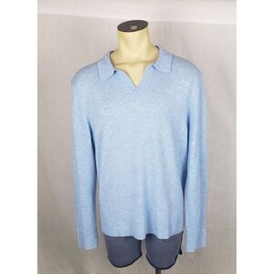 The Commons 100% Cashmere Polo Sweater Seafoam Blue XL Lightweight Soft Fall
